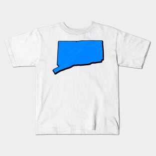 Bright Blue Connecticut Outline Kids T-Shirt